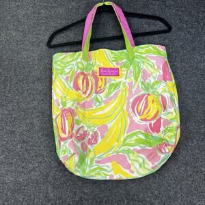 Lilly Pulitzer For Estee Lauder Tote Bag 14" X 12" Bananas Peaches Fruit Floral